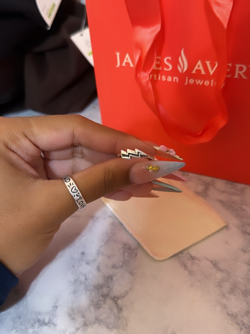 James Avery Silver Chevron Lightning Ring - White & Silver - Picture 2 of 2